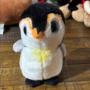 Charming Plush Penguin Bird Toy - White, Black, and Orange